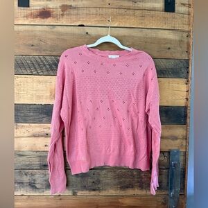 LC Lauren Conrad Blush Pink Pointelle Knit Sweater XXL Feminine Soft